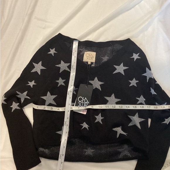 Chaser Black & Silver Star V-Neck Sweater – Size S – Cozy & Stylish - Picture 2 of 6